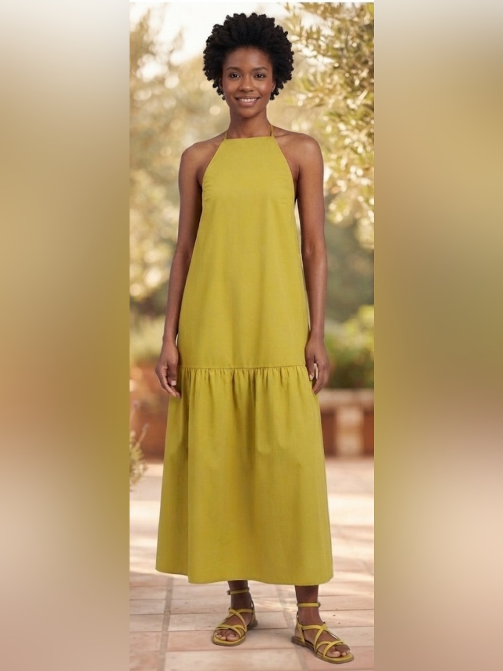 Women’s Halter Maxi Dress in Olive Green